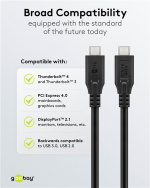 Goobay USB-C™-kabel, USB4™, 240 W, 40 Gbit/s, Power Delivery, 1 m USB-C™-kontakt > USB-C™-kontakt
