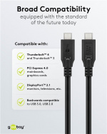 Goobay USB-C™-kabel, USB4™, 100 W, 20 Gbit/s, Power Delivery, 0,5 m USB-C™-kontakt > USB-C™-kontakt