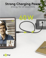 Goobay USB-C™-kabel, USB 3.2, 60 W, 5 Gbit/s, Power Delivery, 0,5 m USB-C™-kontakt > USB-C™-kontakt Goobay USB-C™-kabel, USB 3.2, 60 W, 5 Gbit/s, Power Delivery, 0,5 m USB-C™-kontakt > USB-C™-kontakt