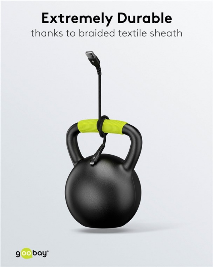 Goobay Lightning-USB-A supersoft textilkabel med metallkontakter, 0,5 m, svart MFi-certifierad, elegant och extra robust laddnings- och synkroniseringskabel för Apple iPhone/iPad (svart) Goobay Lightning-USB-A supersoft textilkabel med metallkontakter, 0,5 m, svart MFi-certifierad, elegant och extra robust laddnings- och synkroniseringskabel för Apple iPhone/iPad (svart)