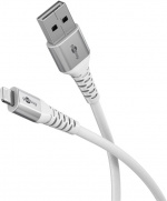 Goobay Lightning-USB-A supersoft textilkabel med metallkontakter, 3 m, vit MFi-certifierad, elegant och extra robust laddnings- och synkroniseringskabel för Apple iPhone/iPad (vit) Goobay Lightning-USB-A supersoft textilkabel med metallkontakter, 3 m, vit MFi-certifierad, elegant och extra robust laddnings- och synkroniseringskabel för Apple iPhone/iPad (vit)