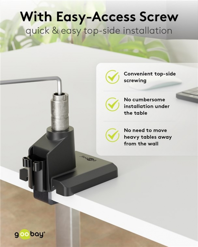 Goobay Single skärmfäste med gasfjäder, svart för bildskärmar från 17 till 32 tum (43 - 81 cm), max. 9 kg, enkel snap-in-montering av armarna Goobay Single skärmfäste med gasfjäder, svart för bildskärmar från 17 till 32 tum (43 - 81 cm), max. 9 kg, enkel snap-in-montering av armarna