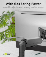 Goobay Dubbel skärmfäste med gasfjäder, svart för bildskärmar från 17 till 32 tum (43 - 81 cm), max. 9 kg per bildskärm, enkel snap-in-montering av armarna