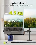 Goobay Laptopfäste för monitorarm, svart för bärbara datorer från 10 till 15,6 tum (25 - 40 cm), max. 4,5 kg, för montering på ett bildskärmsfäste Goobay Laptopfäste för monitorarm, svart för bärbara datorer från 10 till 15,6 tum (25 - 40 cm), max. 4,5 kg, för montering på ett bildskärmsfäste