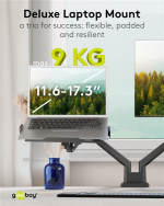 Goobay Deluxe laptopfäste för monitorarm, svart för bärbara datorer från 11,6 till 17,3 tum (29 - 44 cm), max. 9 kg, för montering på ett bildskärmsfäste