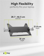 Goobay Deluxe laptopfäste för monitorarm, svart för bärbara datorer från 11,6 till 17,3 tum (29 - 44 cm), max. 9 kg, för montering på ett bildskärmsfäste