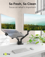 Goobay Deluxe laptopfäste för monitorarm, svart för bärbara datorer från 11,6 till 17,3 tum (29 - 44 cm), max. 9 kg, för montering på ett bildskärmsfäste