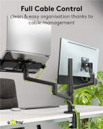 Goobay Deluxe laptopfäste för monitorarm, svart för bärbara datorer från 11,6 till 17,3 tum (29 - 44 cm), max. 9 kg, för montering på ett bildskärmsfäste
