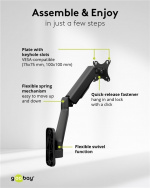 Goobay Single väggfäste för skärm, svart för bildskärmar från 17 till 32 tum (43 - 81 cm), max. 9 kg, för väggmontering Goobay Single väggfäste för skärm, svart för bildskärmar från 17 till 32 tum (43 - 81 cm), max. 9 kg, för väggmontering