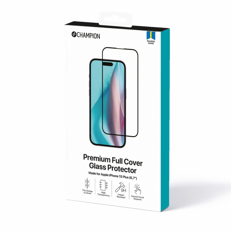 Champion Skärmskydd iPhone 16 Plus / 15 Plus Svart Champion Skärmskydd iPhone 16 Plus / 15 Plus Svart