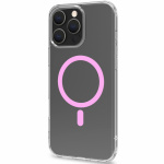 Celly Gelskinmag Magnetic Cover MagSafe iPhone 16 Pro Max Transparent + Rosa Celly Gelskinmag Magnetic Cover MagSafe iPhone 16 Pro Max Transparent + Rosa