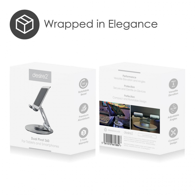 Desire2 Dual Pivot 360 Stativ för Tablets och Smartphones Silver