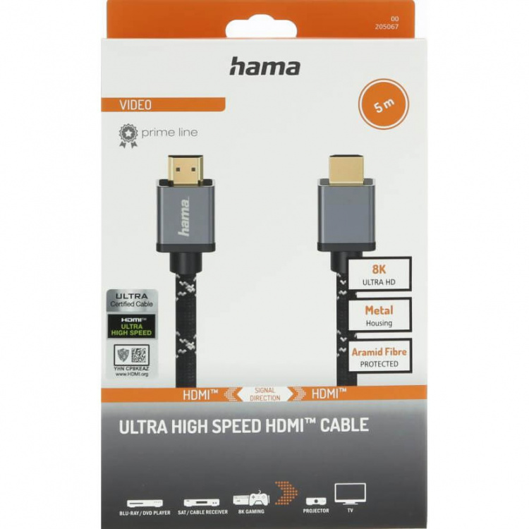 Hama Kabel HDMI Ultra High Speed 8K 48Gbit/s Metall Guld 5.0m