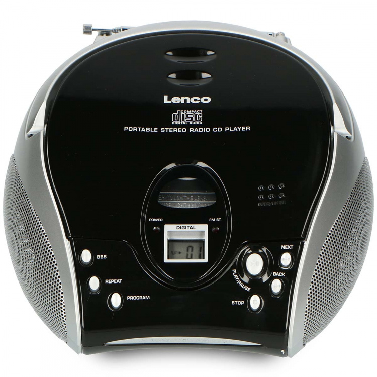 Lenco Bärbar stereo FM-radio med CD-spelare Svart/silver