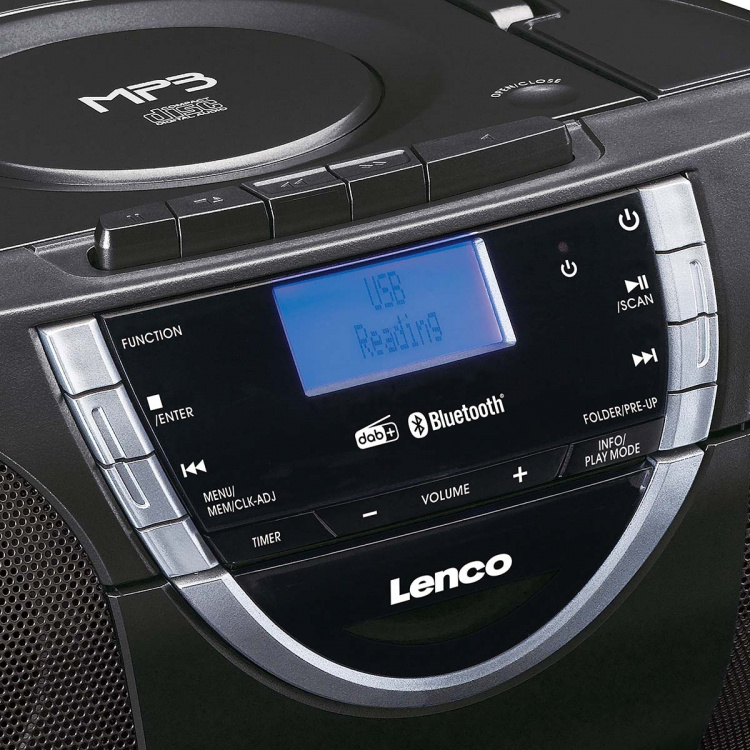 Lenco Bärbar DAB+- och FM-radio med CD-kassett och Bluetooth® Svart
