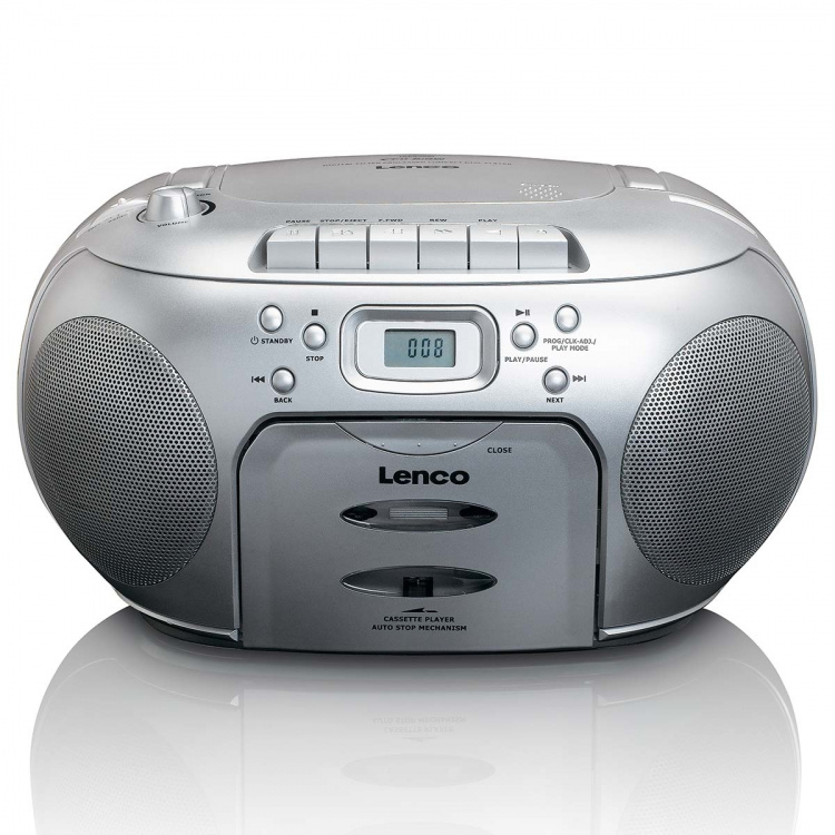 Lenco Bärbar FM-radio CD-kassettspelare Silver Lenco Bärbar FM-radio CD-kassettspelare Silver