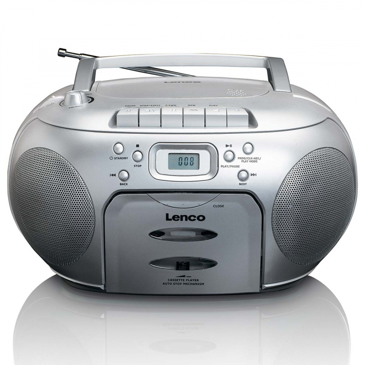 Lenco Bärbar FM-radio CD-kassettspelare Silver Lenco Bärbar FM-radio CD-kassettspelare Silver