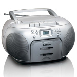 Lenco Bärbar FM-radio CD-kassettspelare Silver Lenco Bärbar FM-radio CD-kassettspelare Silver