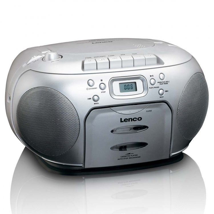 Lenco Bärbar FM-radio CD-kassettspelare Silver Lenco Bärbar FM-radio CD-kassettspelare Silver