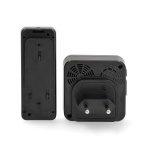 Nedis Trådlösa dörrklockan | Strömadapter | 100 - 240 V AC 50/60 Hz | 1x 23A 12V | Volym: 110 dB | Signalområde: 150 m | IP55 | Justerbar volym | 58 Melodier | 2 Mottagare | Svart