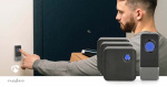 Nedis Trådlösa dörrklockan | Strömadapter | 100 - 240 V AC 50/60 Hz | 1x 23A 12V | Volym: 110 dB | Signalområde: 150 m | IP55 | Justerbar volym | 58 Melodier | 3 Mottagare | Svart