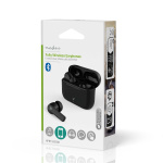 Nedis Fullt Trådlösa hörlurar | ENC (Environmental Noise Cancelling) | Bluetooth® | Maximal batteritid: 24 timmar | Tryck på Kontroll | Batteri hölje | Trådlöst laddningsfodral | Inbygd mikrofon | Stöd för röststyrning | Brusreducering | IPX4 | Svart