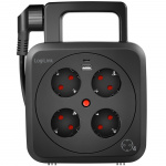 LogiLink Kabelvinda 5 meter 4 jordade uttag + USB-A/USB-C 20W IP20