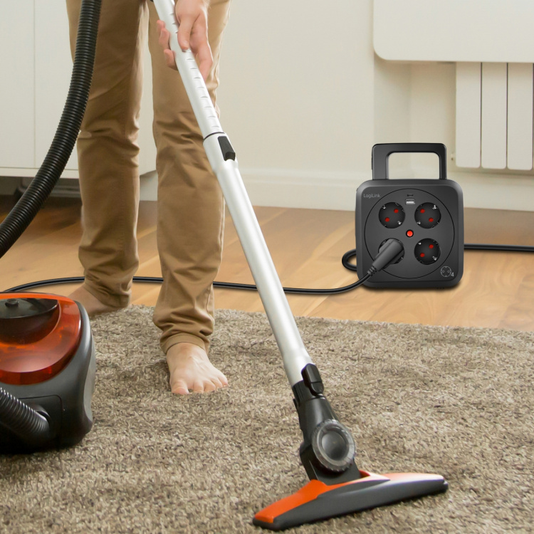 LogiLink Kabelvinda 5 meter 4 jordade uttag + USB-A/USB-C 20W IP20