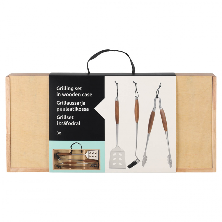 Mustang Grillset Grilling Set Trälåda 3st Mustang Grillset Grilling Set Trälåda 3st