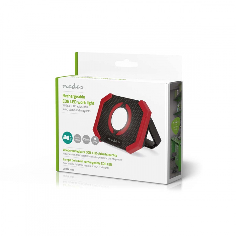Nedis Arbetslampa | 10 W | Batteridriven | 5 V DC | N/A | Uppladdningsbara | Belysning varaktighet: 10 h | 1000 lm | Belysningsräckvidd: 30 m