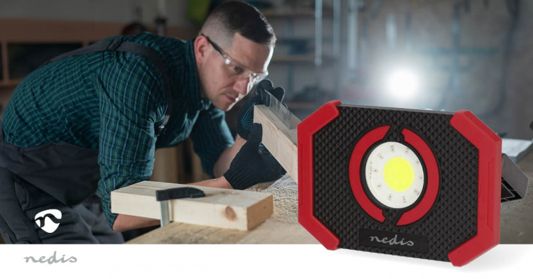 Nedis Arbetslampa | 10 W | Batteridriven | 5 V DC | N/A | Uppladdningsbara | Belysning varaktighet: 10 h | 1000 lm | Belysningsräckvidd: 30 m