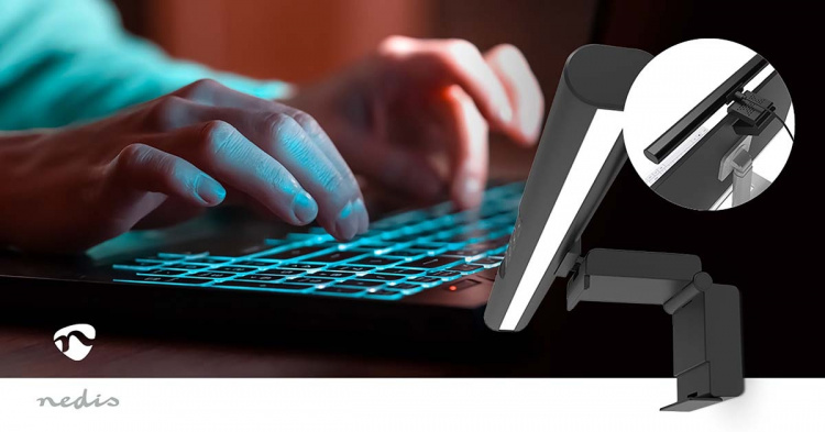 Nedis Monitorljusfält | 40 cm | Dimbar | LED | Pekkontroll | ABS / Aluminium