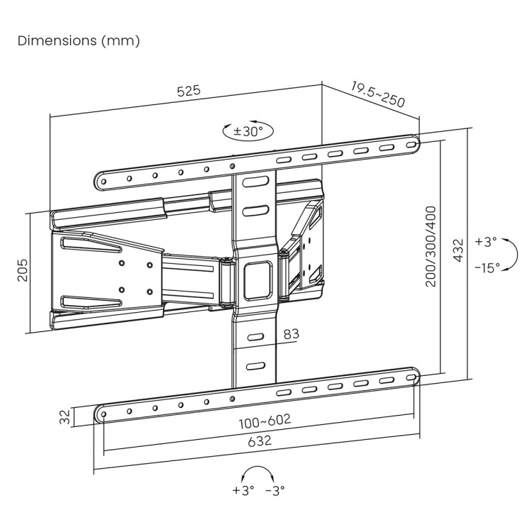 Nedis Tilt och vridbart TV väggfäste | 43 - 90  Nedis Tilt och vridbart TV väggfäste | 43 - 90