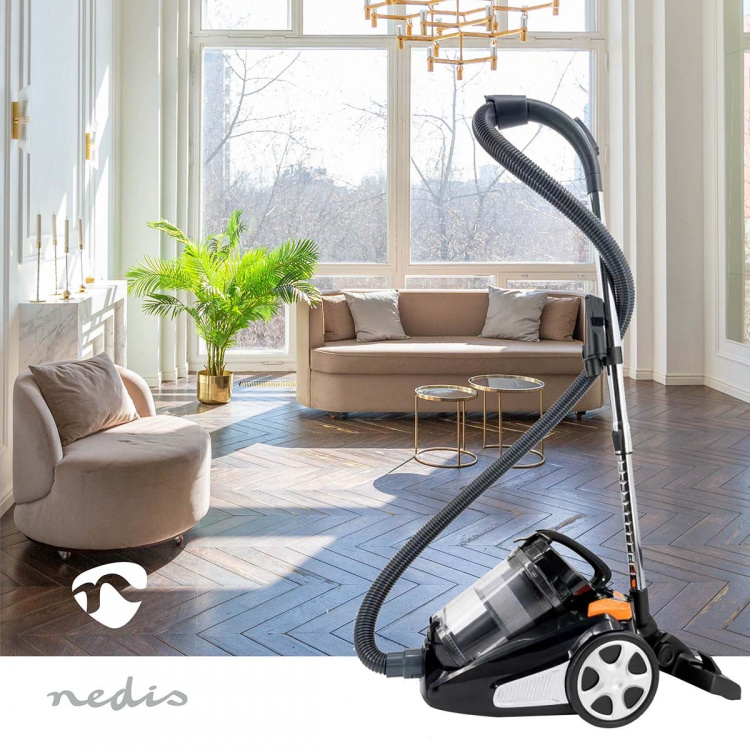 Nedis Dammsugare utan påse | Påslös | 700 W | Dammkapacitet: 3.0 l | Kombi Borste | aktionsradie: 8.50 m | HEPA luftfilter | Antracit / Orange / Svart