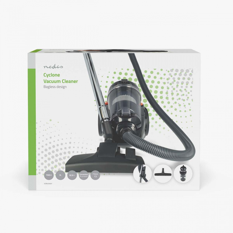 Nedis Dammsugare utan påse | Påslös | 700 W | Dammkapacitet: 3.0 l | Kombi Borste | aktionsradie: 8.50 m | HEPA luftfilter | Antracit / Orange / Svart