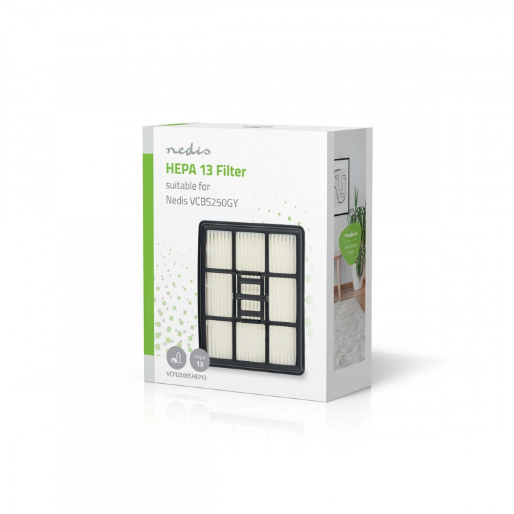 Nedis Ersättnings Active HEPA-filter | Ersättning för: Nedis | Svart / Vit