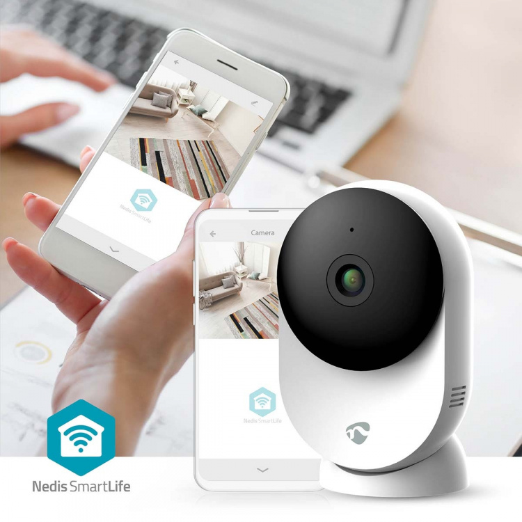 Nedis SmartLife Inomhus Kamera | 3MP Full HD 1296p | microSD (ingår inte) / Molnlagring (tillval) / Onvif | Med rörelsesensor | Nattsikt | Vit Nedis SmartLife Inomhus Kamera | 3MP Full HD 1296p | microSD (ingår inte) / Molnlagring (tillval) / Onvif | Med rörelsesensor | Nattsikt | Vit