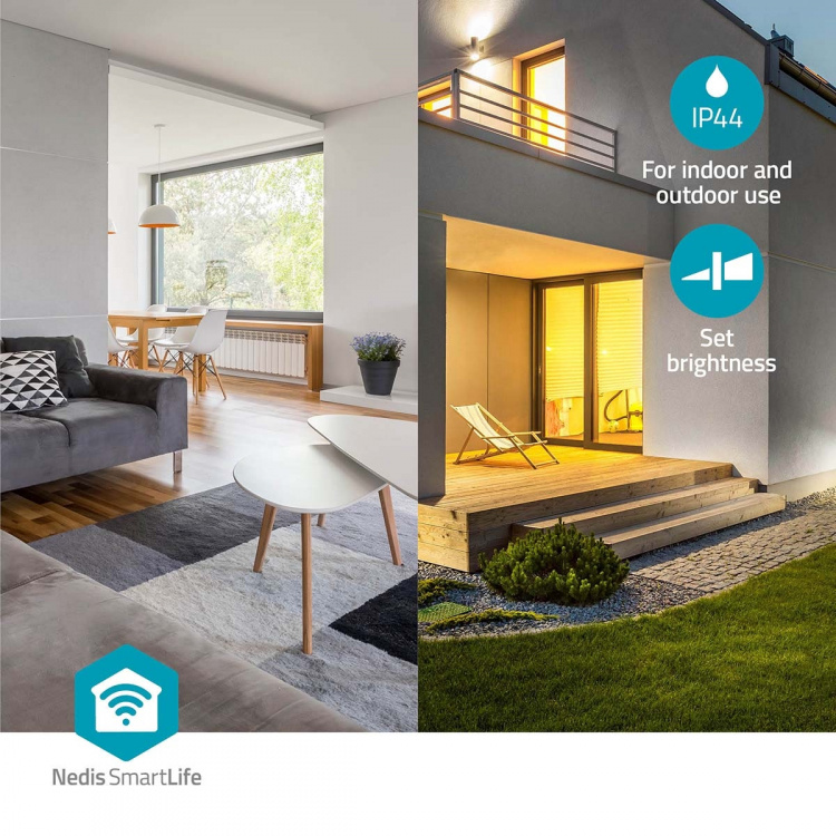 Nedis SmartLife Taklampa | RGB / Varm till cool vit | Rund | Diameter: 260 mm | 1820 lm | 2700 - 6500 K | IP44 | Energiklass: F | Android™ / IOS