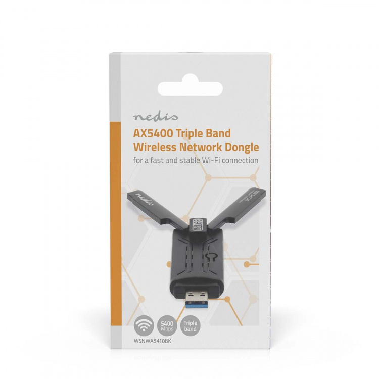 Nedis Nätverks dongle | Wi-Fi | AX5400 | 2.4/5/6 GHz (Triple Band) | USB3.0 | Wi-Fi hastighet total: 5400 Mbps | Windows 10 / Windows 11