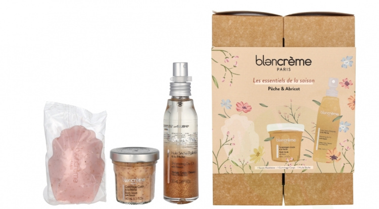 Blancreme Season Essentials Set - Peach & Apricot 160 ml Dry Oil 50ml/Soap 70gr/Body Scrub 40ml