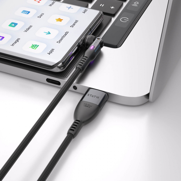 STATIK Kabel PowerPivot Pro Nylonflätad USB-C Till USB-C Svart 1m STATIK Kabel PowerPivot Pro Nylonflätad USB-C Till USB-C Svart 1m
