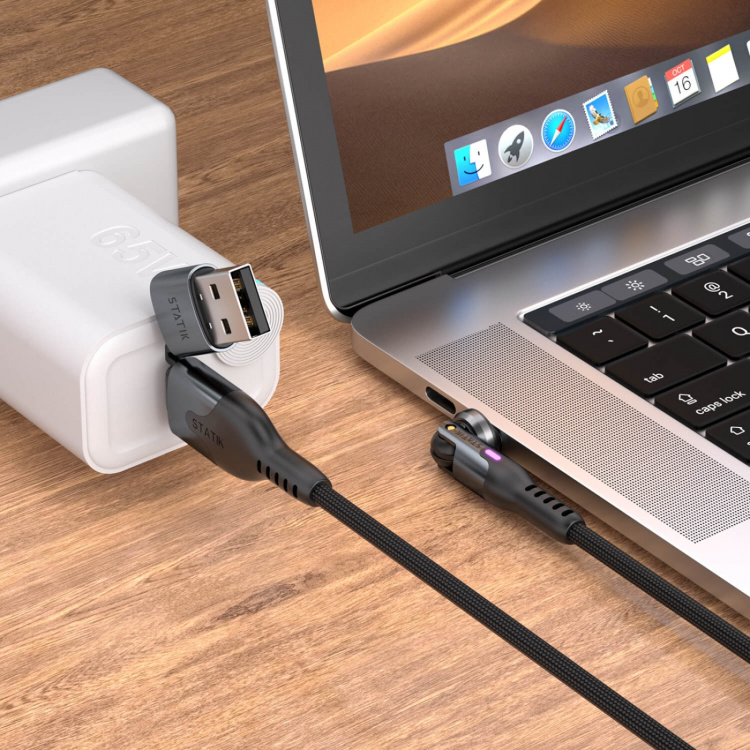 STATIK Kabel PowerPivot Pro Nylonflätad USB-C Till USB-C Svart 1m STATIK Kabel PowerPivot Pro Nylonflätad USB-C Till USB-C Svart 1m