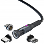 STATIK Kabel 360 Pro Magnetisk Spets USB-C/Lightning/MicroUSB Svart 1m