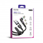 STATIK Kabel 360 Pro Magnetisk Spets USB-C/Lightning/MicroUSB Svart 1m