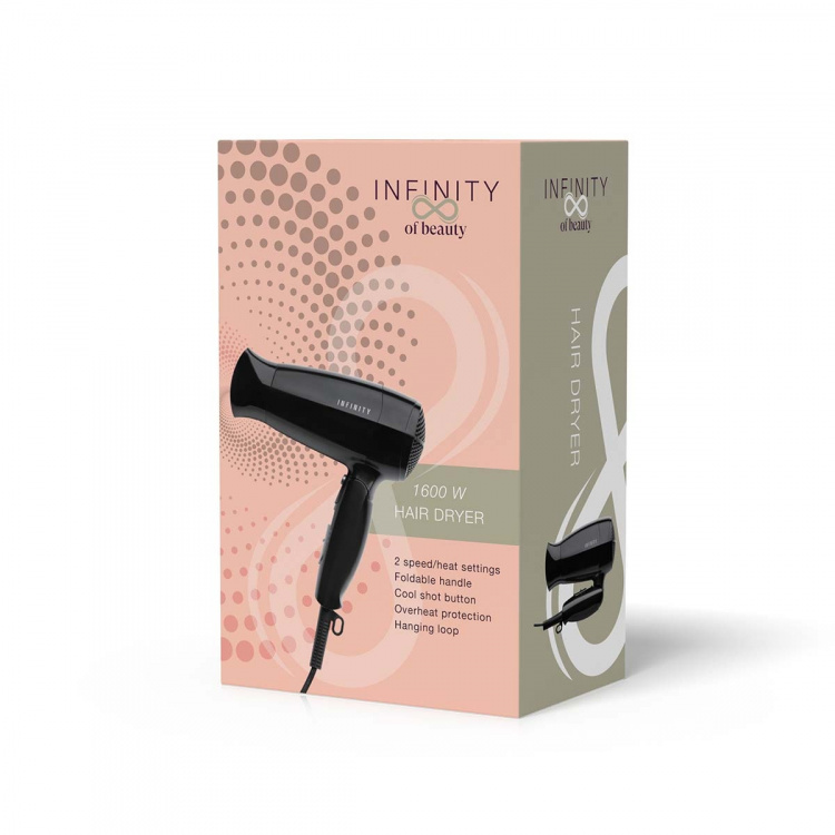 MELISSA Hårtork med vikbart handtag 1600W Svart