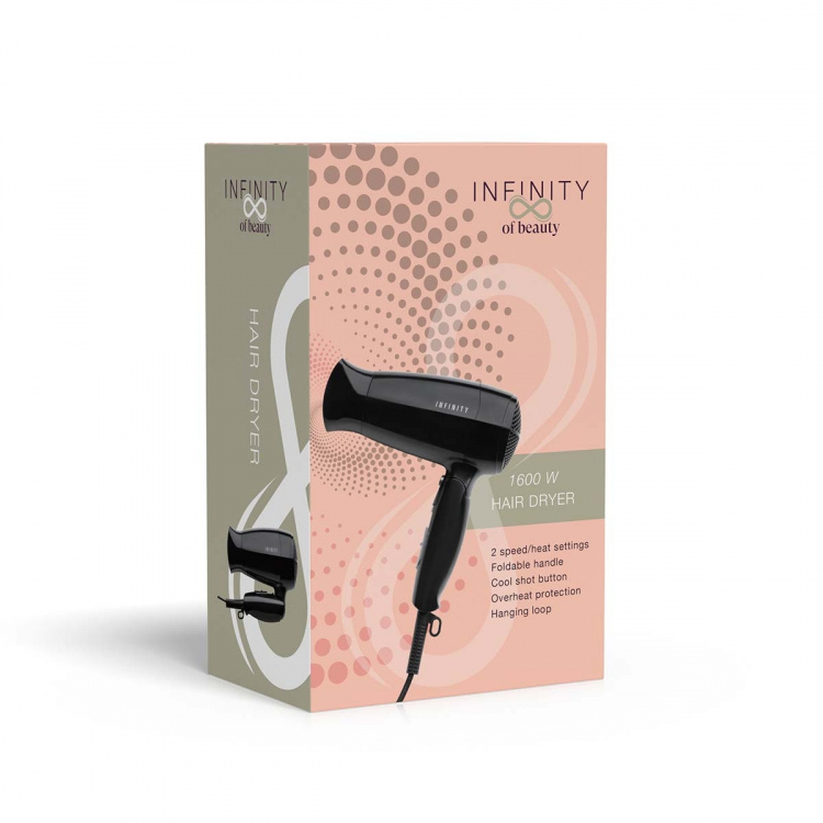 MELISSA Hårtork med vikbart handtag 1600W Svart