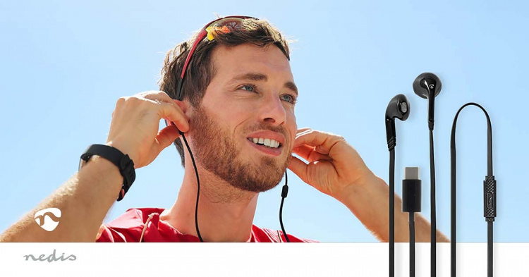 Nedis Trådbundna Hörlurar | USB-C™ | Kabellängd: 1.20 m | Inbygd mikrofon | Volymkontroll | Svart Nedis Trådbundna Hörlurar | USB-C™ | Kabellängd: 1.20 m | Inbygd mikrofon | Volymkontroll | Svart