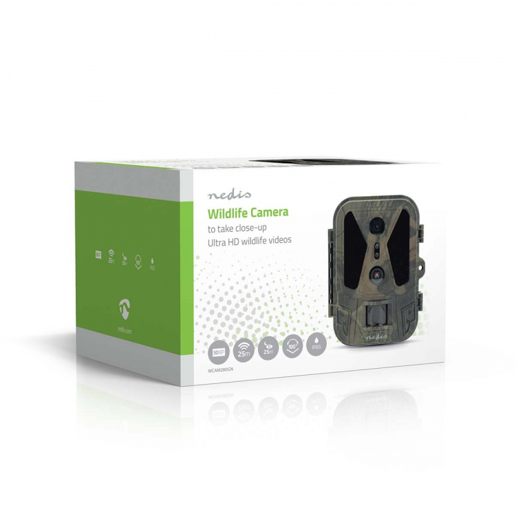 Nedis Åtelkamera | 4K@10fps | 50 MPixel | 8 MPixel CMOS | IP65 | Svart No-Glow IR | Nattseende | Betraktningsvinkel: 100 ° | Rörelsesensor | Detektionsvinkel: 120 ° | Detekteringsräckvidd: 25 m | Skärmstorlek: 2.4 