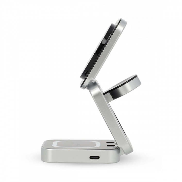 Nedis Trådlös laddning | 3-i-1 | 2.5 / 5 / 15 W | LED indikatorn används | Kabel ingår | USB-A / USB-C™ | 1.50 m