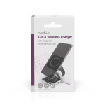 Nedis Trådlös laddning | 3-i-1 | 2.5 / 5 / 15 W | LED indikatorn används | Kabel ingår | USB-A / USB-C™ | 1.50 m